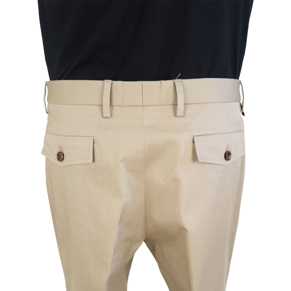 Gucci Beige Cotton Trousers with Web & Bee Waistband Detail