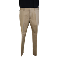 Gucci Beige Cotton Trousers with Web & Bee Waistband Detail