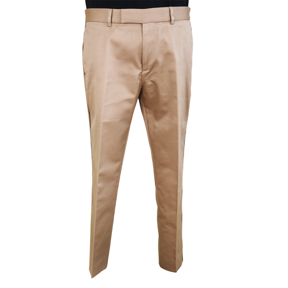 Gucci Beige Cotton Chino Trousers with Web Stripe Side Detail