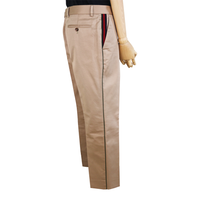Gucci Beige Cotton Chino Trousers with Web Stripe Side Detail