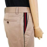 Gucci Beige Cotton Chino Trousers with Web Stripe Side Detail