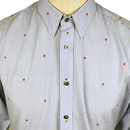 Gucci Blue Gingham Cotton Shirt with All-Over Red Heart Embroidery