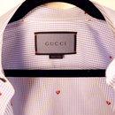 Gucci Blue Gingham Cotton Shirt with All-Over Red Heart Embroidery
