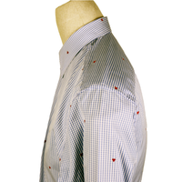Gucci Blue Gingham Cotton Shirt with All-Over Red Heart Embroidery