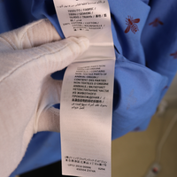 Gucci Blue Cotton Shirt with Chest Pockets and Red Bee Embroidery