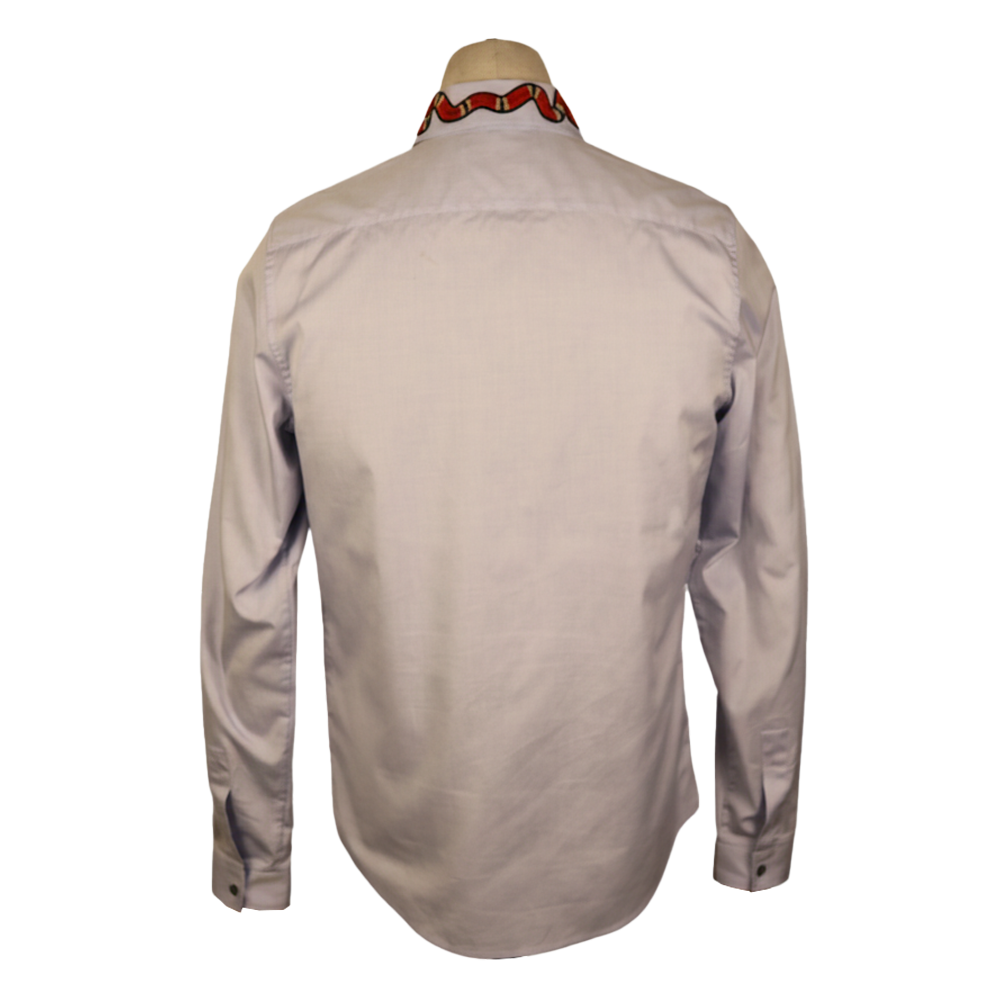 Gucci Light Blue Cotton Shirt Duke Embroidery Snake