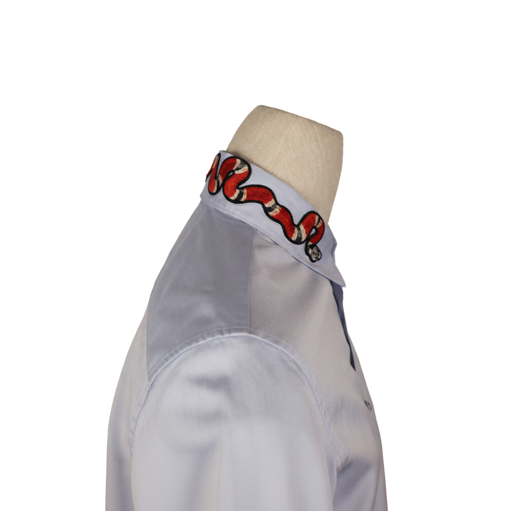 Gucci Light Blue Cotton Shirt Duke Embroidery Snake