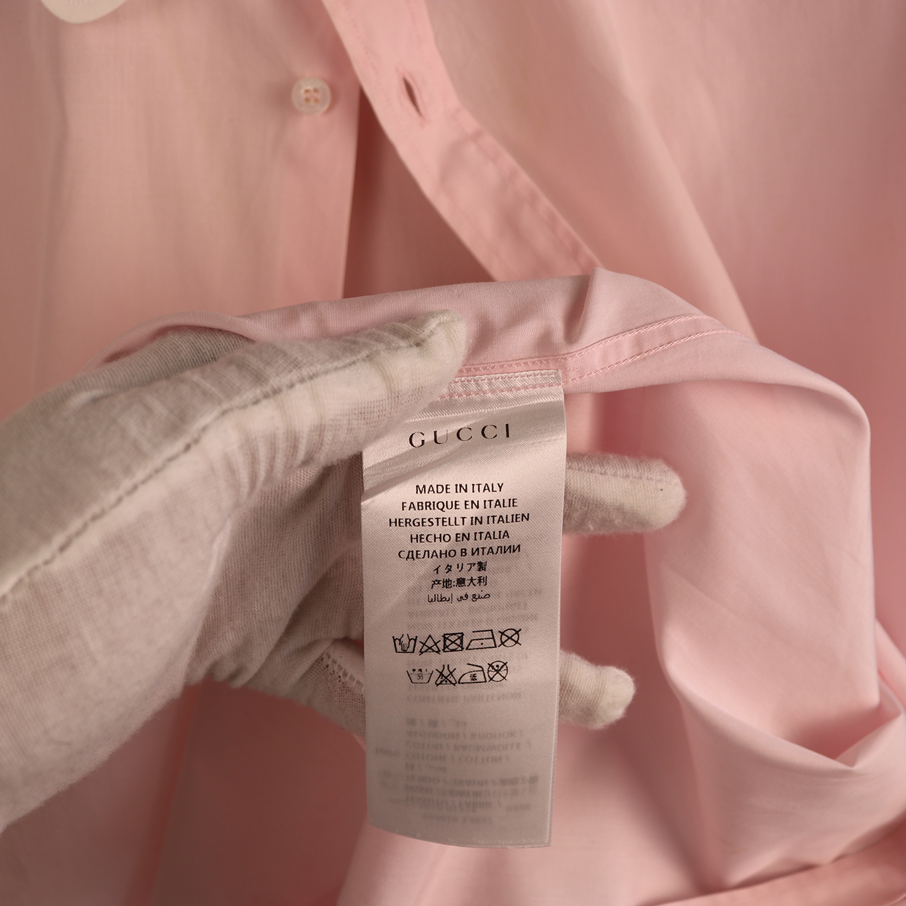 Gucci Pink Shirt with White Contrast Collar