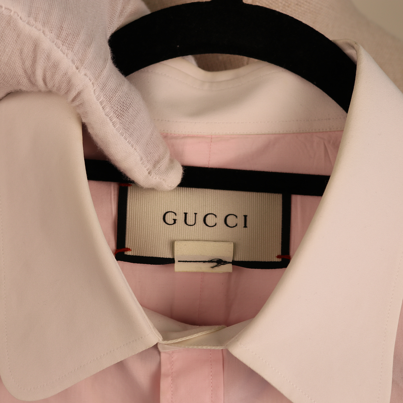 Gucci Pink Shirt with White Contrast Collar