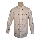 Gucci White Cotton Shirt with All-Over UFO Embroidery & Peter Pan Collar