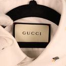 Gucci White Cotton Shirt with All-Over UFO Embroidery & Peter Pan Collar
